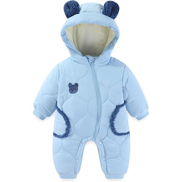 Combinaison Neige Bébé Avec Oreilles D'Ours - Zip Devant, Capuche, Polaire Chaude, Pour Nouveau-né Et Tout-petit