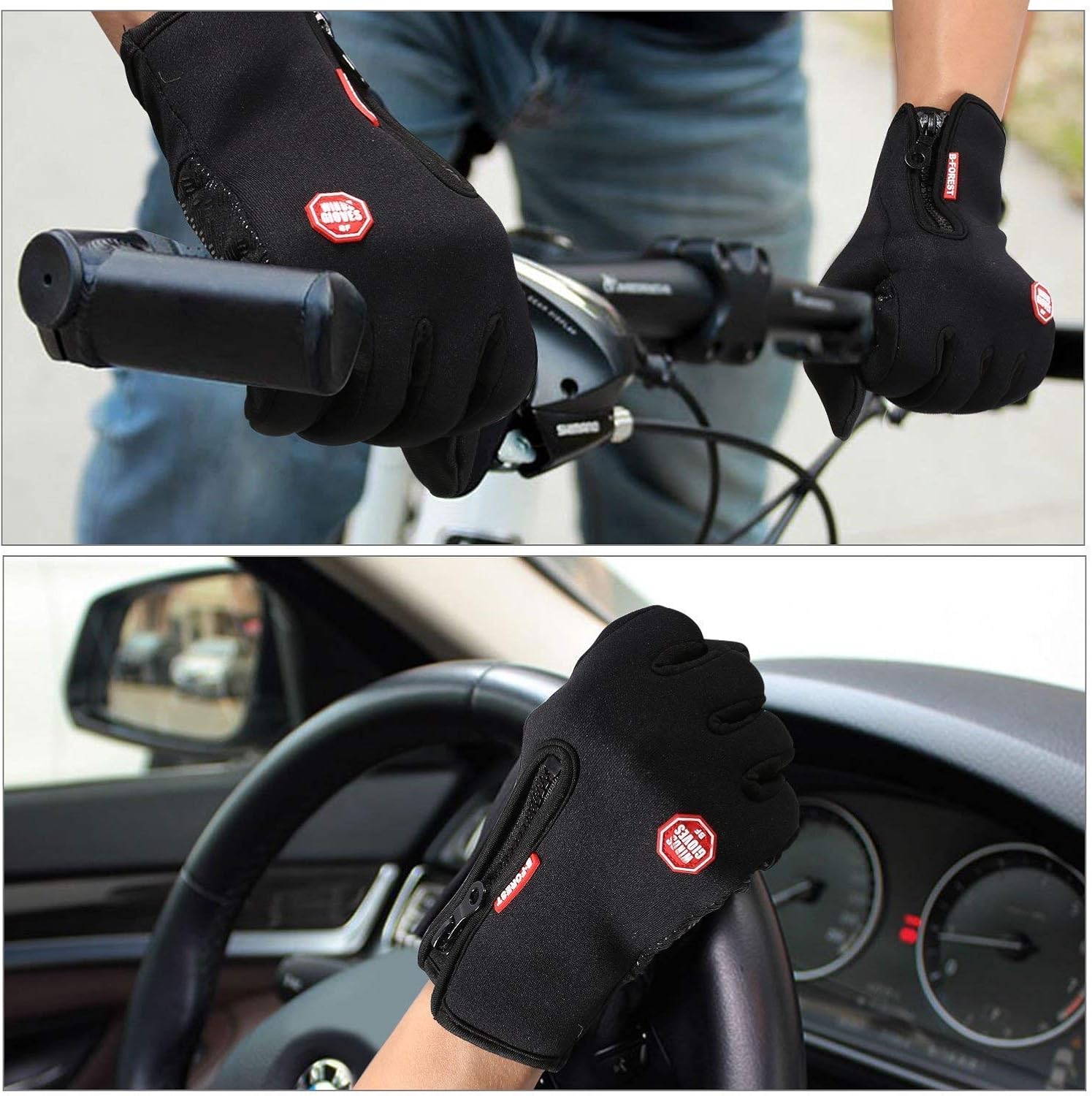 Aisprts Cycling Gloves, Full Finger Winter Thermal Touch Screen Warm Windproof Waterproof Gloves for Men and Women: Clothing