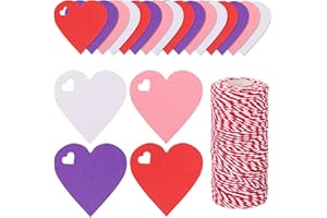 FOBSME 500 Pcs Heart Paper Present Tags Valentine's Day Heart Tags Blank Heart Hanging Label Present Wrapping Tags Paper Hearts Tags with 328 Ft String for Mother's Day Weddings(Red, Pink, White, Purple)