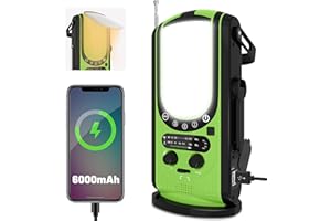 RYCHI Emergency Radio, Solar Radio, Cold & Warm Light, FM/NOAA Weather Radio, 6000mAh Hand Crank Radio with 4 Ways Powered, LED Camping Lantern, Phone Charger, SOS Alarm for Survival & Outdoors