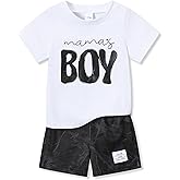 Voxikidio Toddler Baby Boy Clothes Summer Clothes Letter Print T-shirt Tops & Camouflage Shorts Set 9 Months-3T Outfits