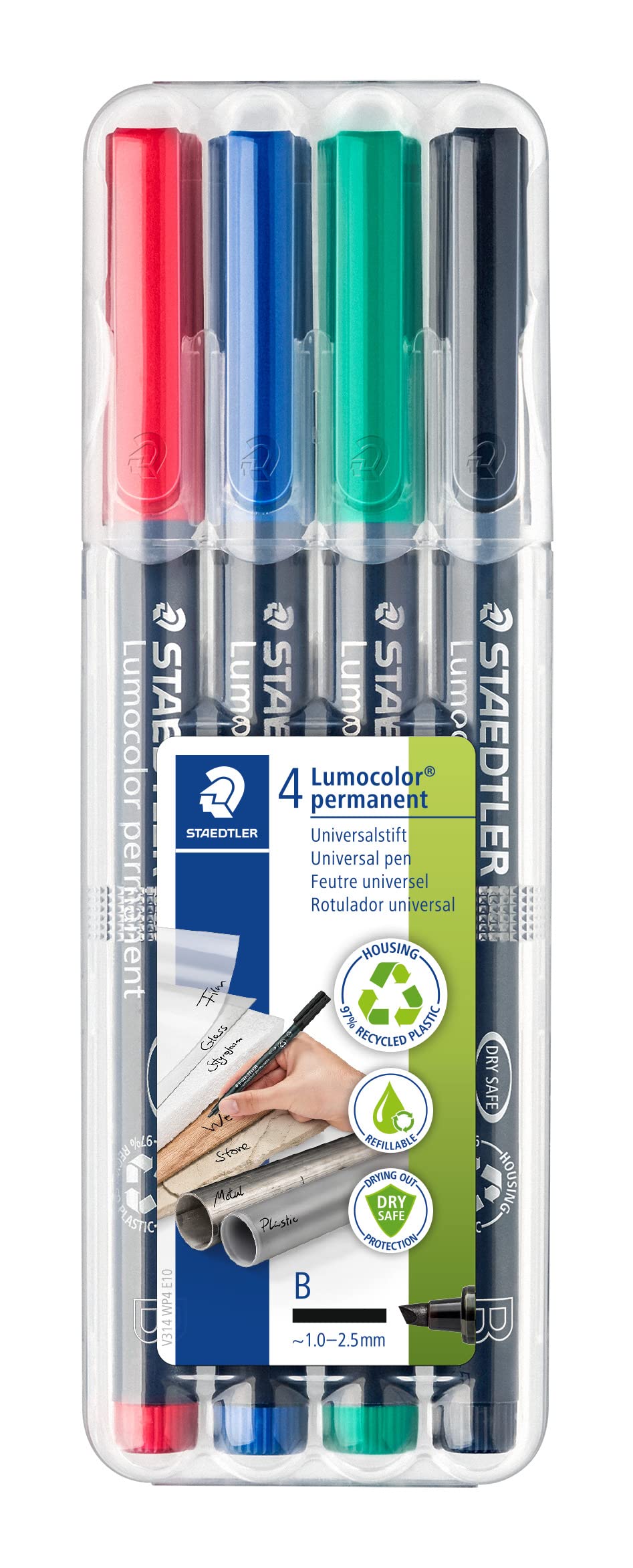Staedtler Lumocolor 314WP4 Permanent Markers Thickness B Pack of 4 — image 1
