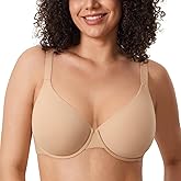 DELIMIRA Women's Inbarely Plus Plunge Bra Underwire Full Coverage Plus Size Unlined Bras