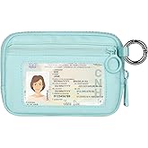 Didida The Iris Wallet Zip Card Case with ID Window Purses for Women Coin Purse with Zipper Mini Portable Keychain Wallet, Aqua Sky