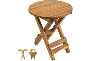 DAXULY Small Patio Table, Portable Side Table, Small Side Table, Accent Table, Small Coffee End Table, Wood Table Top for Living Room, Bedroom... (Round - Natural - Set 1)