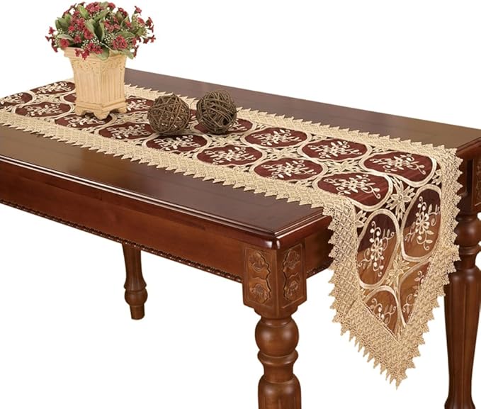 Simhomsen Embroidered Gold Table Runner and Scarves Floral
