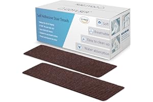GOYLSER Vinyl Stair Treads Carpet Peel and Stick with Self Adhesive, 15 Pack Brown Stairway Treads Stair Covers Stair Pads, Safety Stair Grip Strips Stair Carpet Treads, 30x8 inch