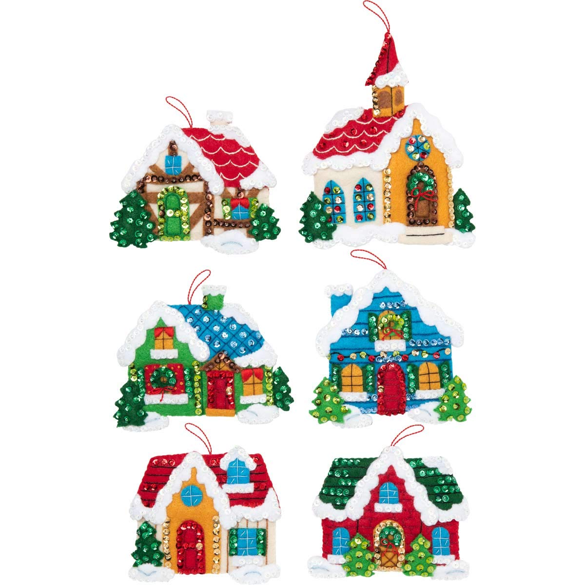 Plaid PE89218E Bucilla Christmas Village Seasonal Felt Ornament Kit