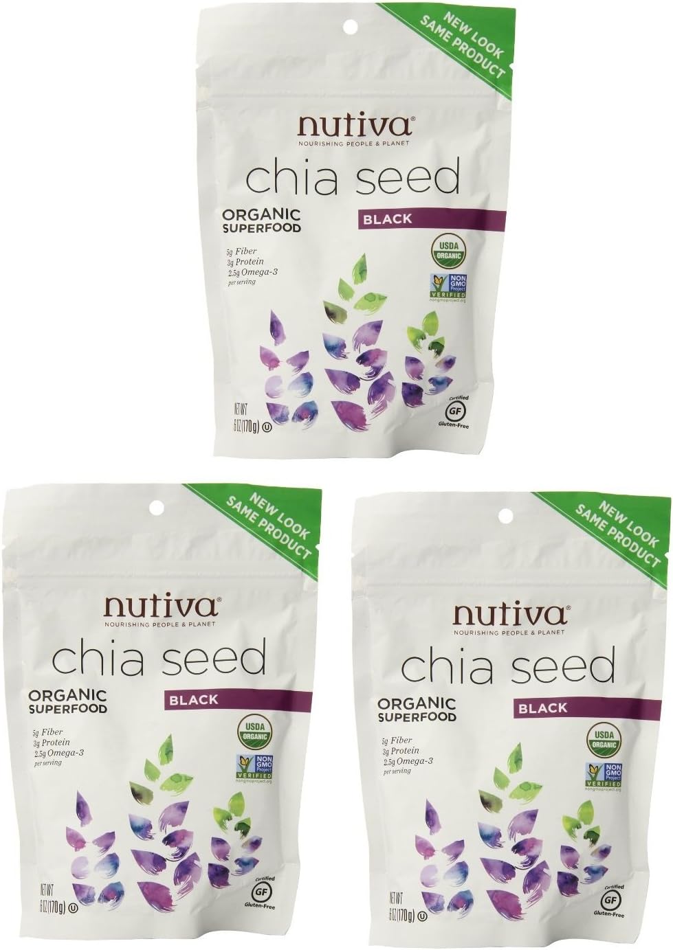 Nutiva Organic Chia Seed, Black, 6 Ounce 3 Pack (3)