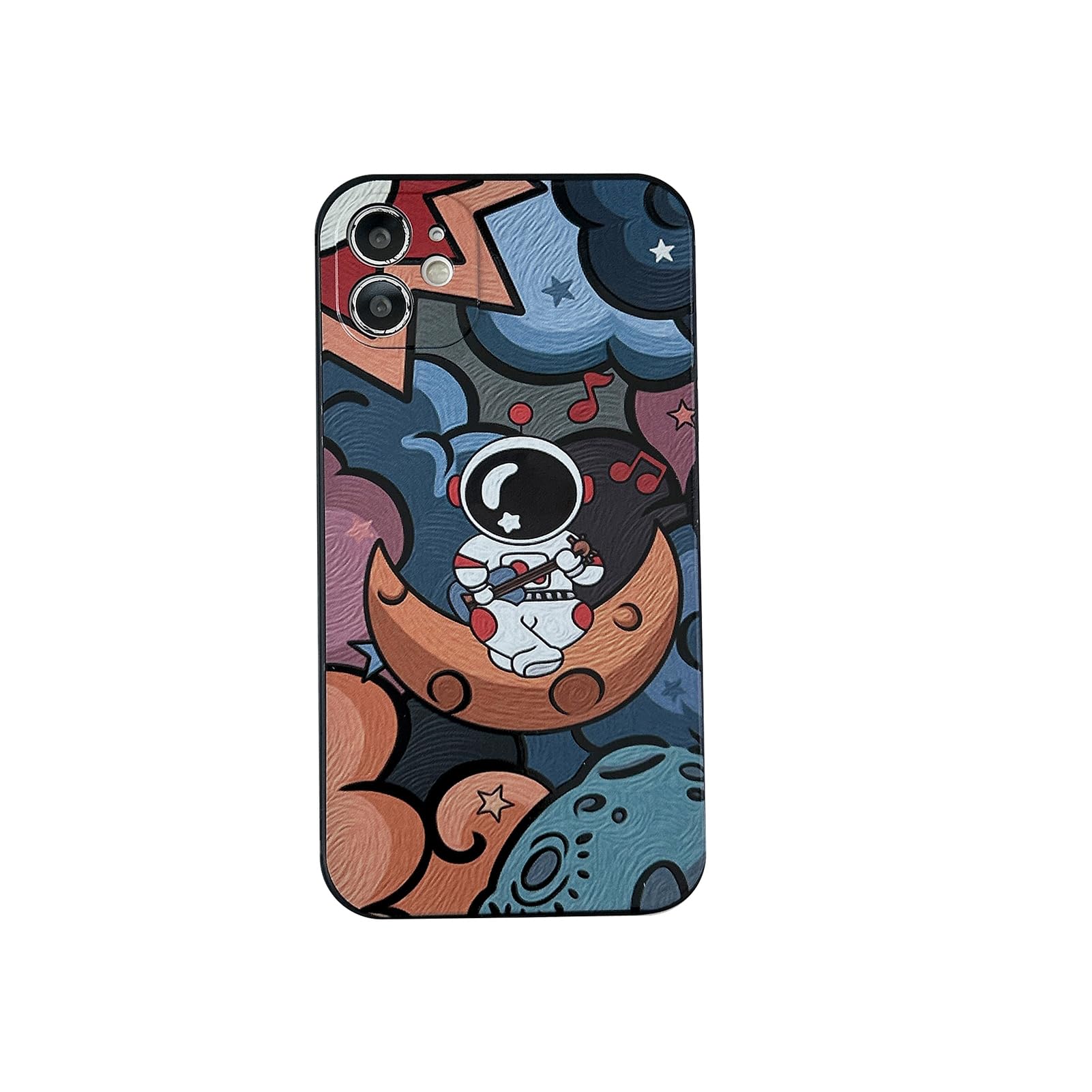 Yonds Queen Compatible with iPhone 12 mini Cute Case, Cool Cartoon Astronaut Moon Space Painting Design Stylish Soft TPU Bumper Shockproof Anti-Slip Protector Case (iPhone 12 mini, Moon) — image 1