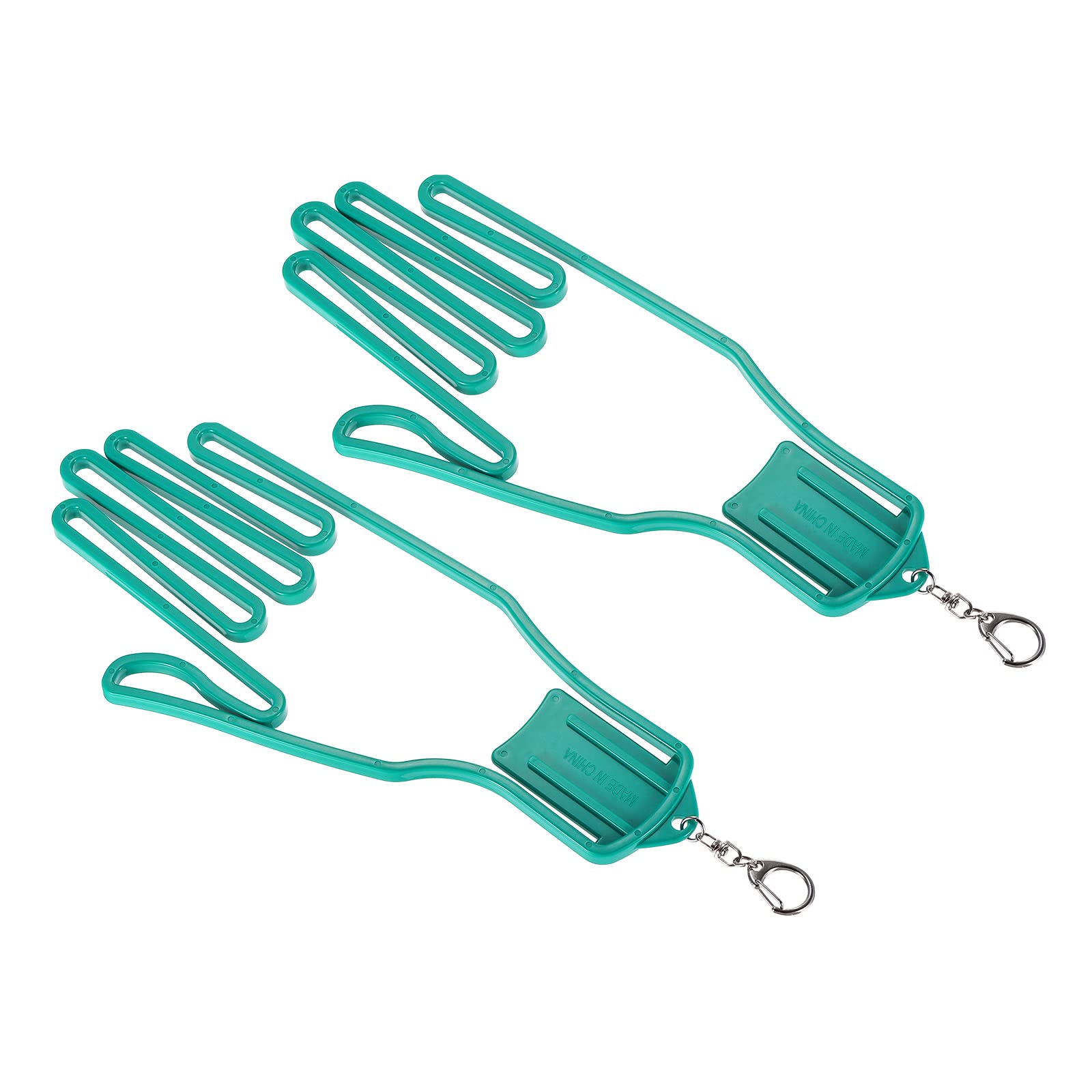 PATIKIL Golf Gloves Stretcher, 2 Pack Plastic Keeper Support Rack Holder Dryer Hanger Frame with Keychain Hook for Sports Gloves Maintenance, Green L Size