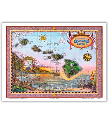 Amazon.com: Hawaii Islands Route Map - Hawaiian Air Lines