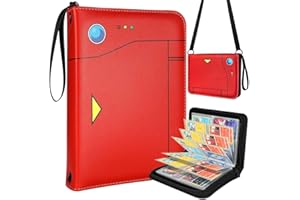 Lotadilo Card Binder 4-Pocket, 440 Pockets Card Holder Album Trading Game Cards Collection Binders for Teens Kids Boys Case Book with Sleeves Large Zipper Book Folder Collector with Shoulder Strap Red