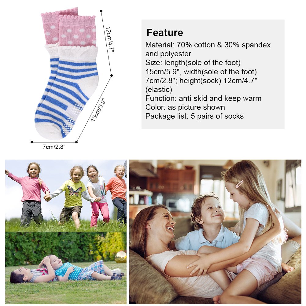 Vbiger 5 Paar Kleinkind Mädchen Dick Winter Socken Warm Baumwolle Thermische Socken, 3-5 Jahre alt(Farbe 2)