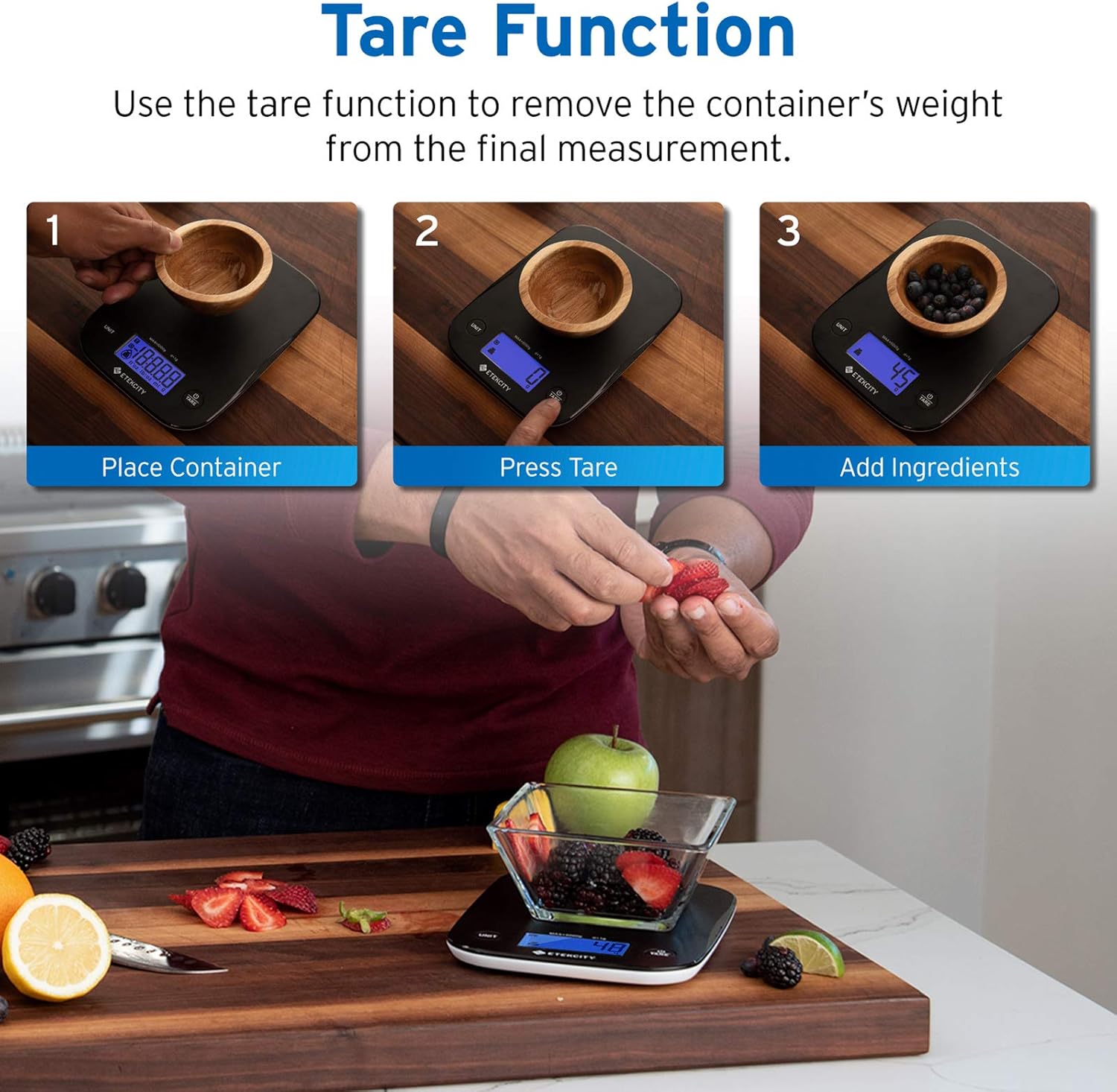 Etekcity Food Kitchen Scale, Digital Weight Grams and Oz for Baking and Cooking, Large, Black Plastic: Kitchen & Dining