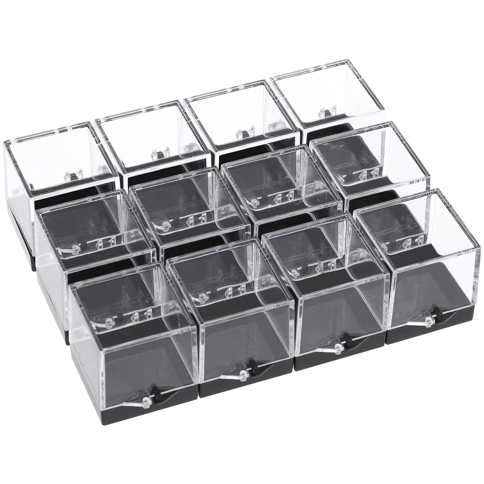 ULTECHNOVO 12pcs Mineral Storage Boxes Transparent Display Cases for Collecting Stones Crystals Raw Specimens Present