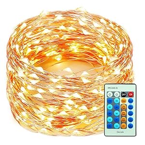 99 Feet 300 LEDs Copper Wire String Lights Dimmable with Remote Control, Decobree Christmas Lights with UL Listed for Party Wedding Bedroom Christmas Tree, Warm White