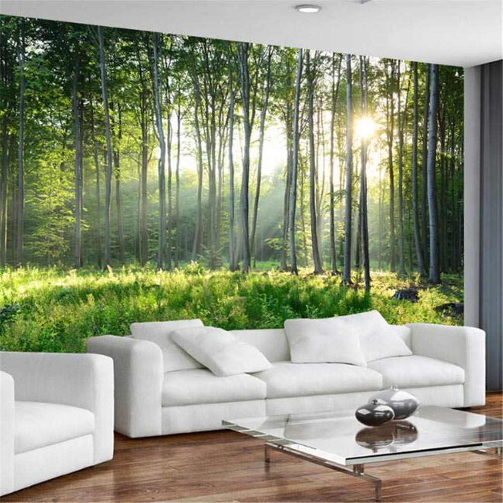 Sucsaistat Papier Peint Mural 3d Vert Foret Nature Paysage Grande Murale Salon Canape Chambre Moderne Murale Decoration De La Maison 280 Cm 400 Autocollants Accessoires De Decoration