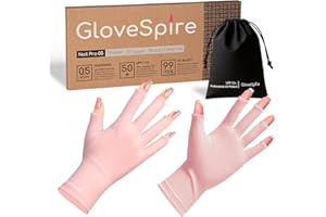 GloveSpire Thickened UV Gloves for Nails, UPF50+ UV Protection Gloves, Fingerless Design for Women Gel Manicures Anti UVA UVB Light(One Size Fits Most/Blush Pink)
