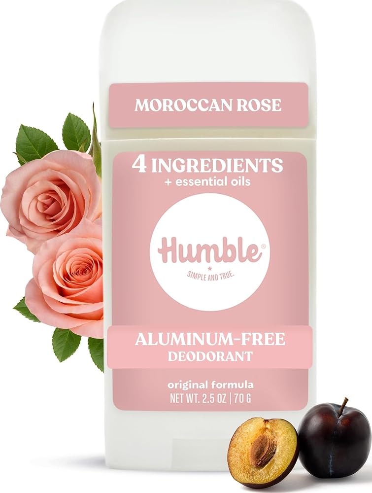 Humble Aluminum-Free Deodorant, Moroccan Rose - 1 Pack | Fresh & Natural Deodorant Stick with Essential Oils, Long-Lasting Od