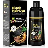 JUANCHI Black Hair Dye Shampoo 3 in1, Black Shampoo Hair Dye for Gray Coverage, Natural Hair Color for Women Men, Herbal Formula, Ammonia-free, Lasts 30 Days, 500ml (16.90 oz)