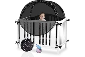 VEIZXUN Safety Crib Net to Keep Baby in Premium Crib Tent Blackout Anti-Highlight Pack n Play Tent Pop up Mosquito Net for Baby Travel Easy