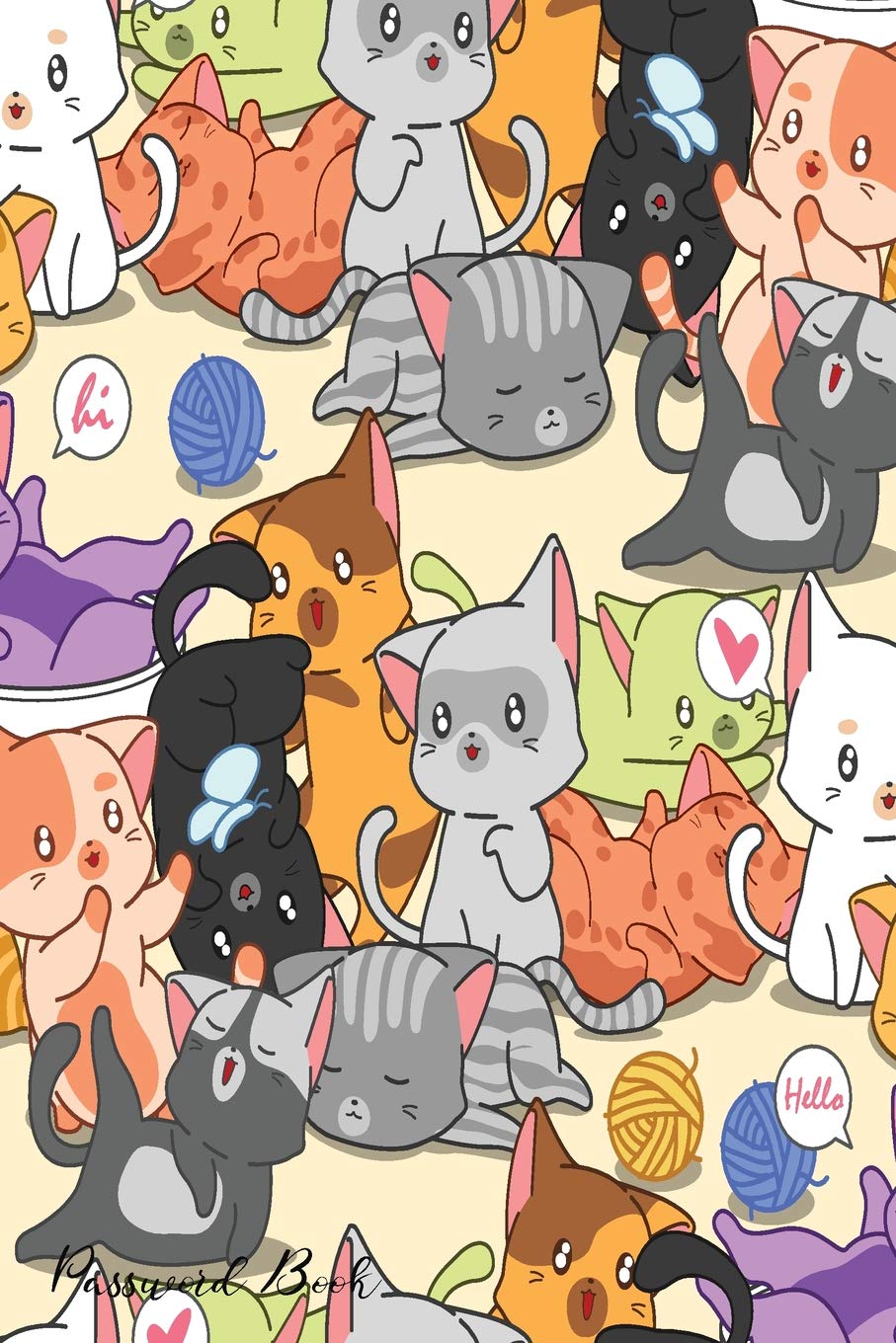 Password Book: Include Alphabetical Index With Many Little Cute Cats Pattern
