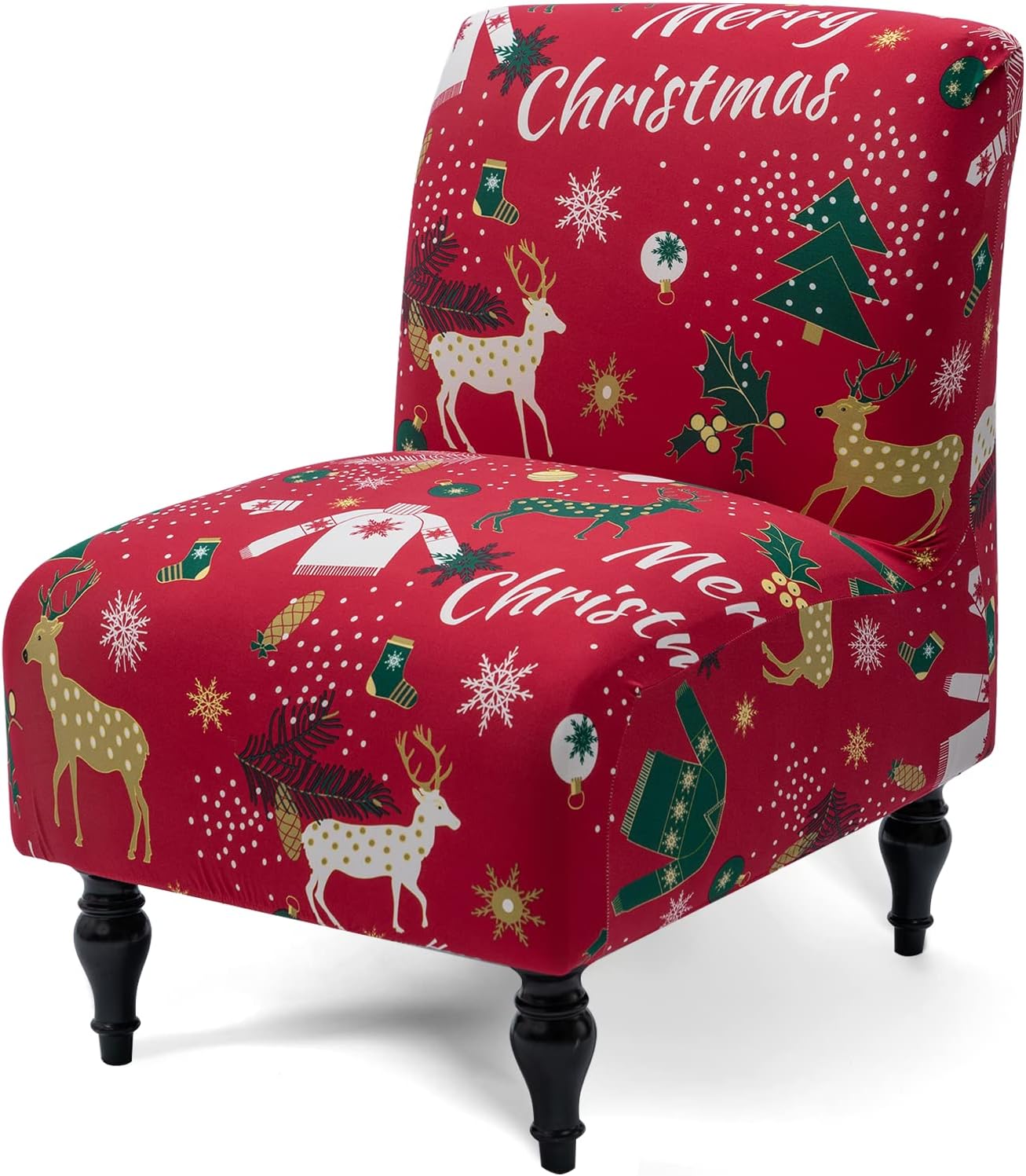Slipcovers - Liykimt Armless Accent Chair Cover Slipcover,Slipper Chair Stretch Spandex Removable for Armless Chair Furniture Protector for Living Dining Room Hotel(Red Xmas,1)