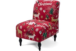 Liykimt Stretch Spandex Slipcover for Armless Accent Chairs - Removable Furniture Protector Fits Living Room, Dining Room & Hotel Use (Christmas Red, Single Pack)