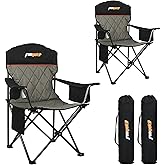 funyakit 2PC Camping Chairs Portable Chair Folding Chair with Cooler Bag and Cup Holder for Outdoor,Sports,Beach,Fishing, Hiking, Travel, Picnic, Backyard,2PC,Black