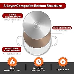 SUNHOUSE Stainless Steel Stock Pot - 11 Quart