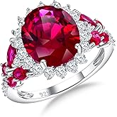 RANDES Big Oval Rings for Women Butterfly Promise Halo Ring Sterling Silver Created Sapphire/Ruby/Emerald/Aquamarine Cz Engagement Ring Birthstone Anniversary Jewelry Size 6-10