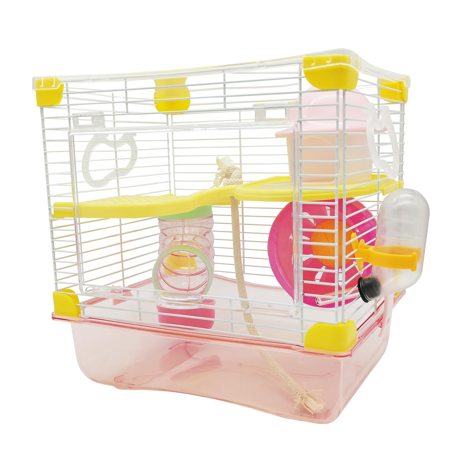 Photo 1 of PINVNBY Hamster Cage 10.5" L x 8" W x 10.6" H Mouse Cage and Habitats Hamster Enclosure Hamster Habitat for Mouse Mice Rat Gerbils and Small Animals (Pink)
