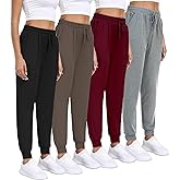 INTICOSI Women Joggers with Pockets,Women's Lightweight Sweatpants Soft Lounge Athletic Yoga Pants 4 Pack
