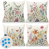 Cirzone Waterproof Outdoor Pillow Covers 18x18 Inch Set of 4 Summer Spring Floral Throw Pillow Covers Spring Outdoor Decor for Patio Furniture Garden Sofa