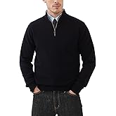 Kallspin Men's Quarter Zip Sweater Pullover Pure Cotton Long Sleeve Sweater Knit Lightweight Casual Business Style