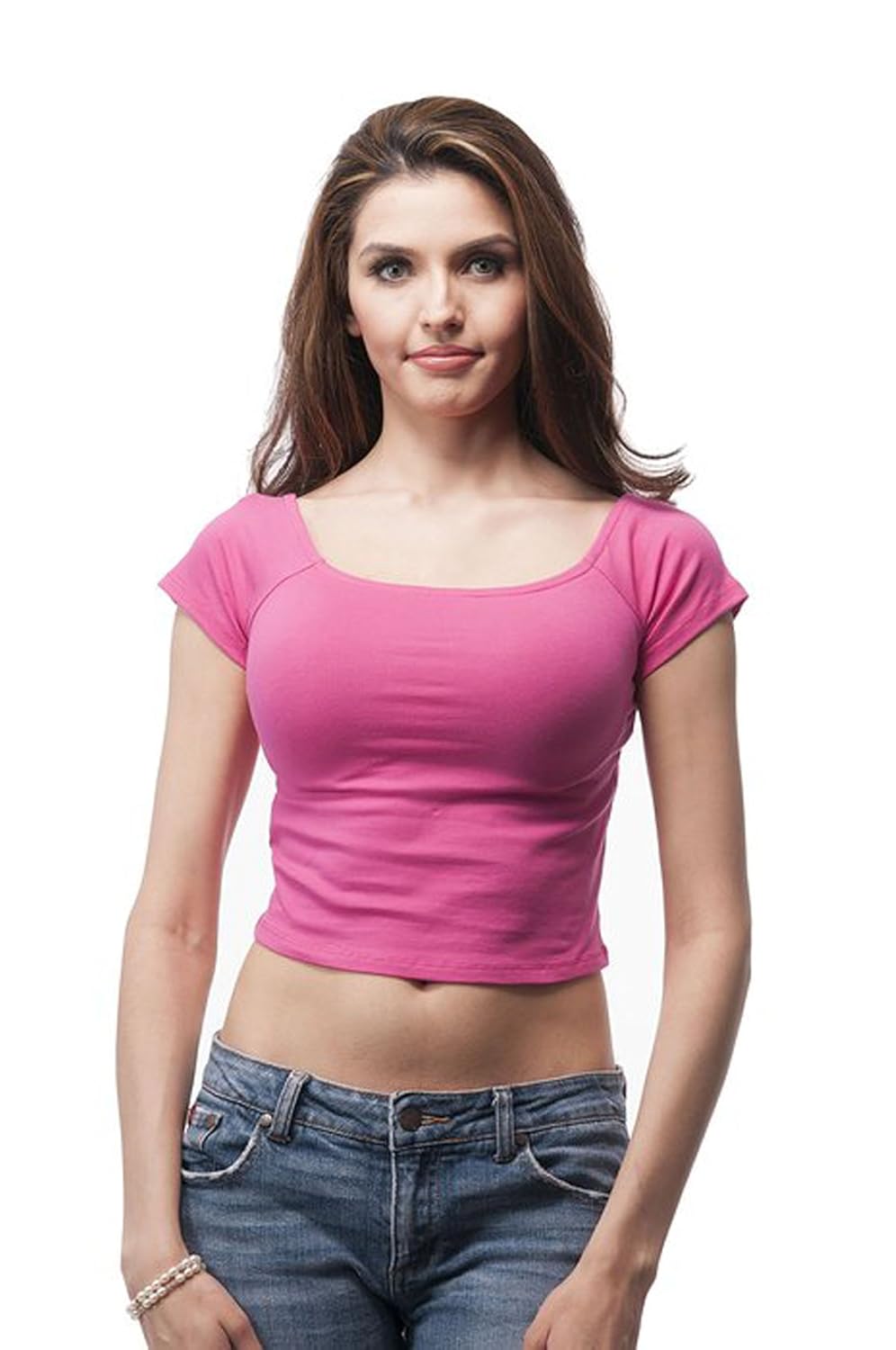 fashion line womens pink short sleeve crop top shirt