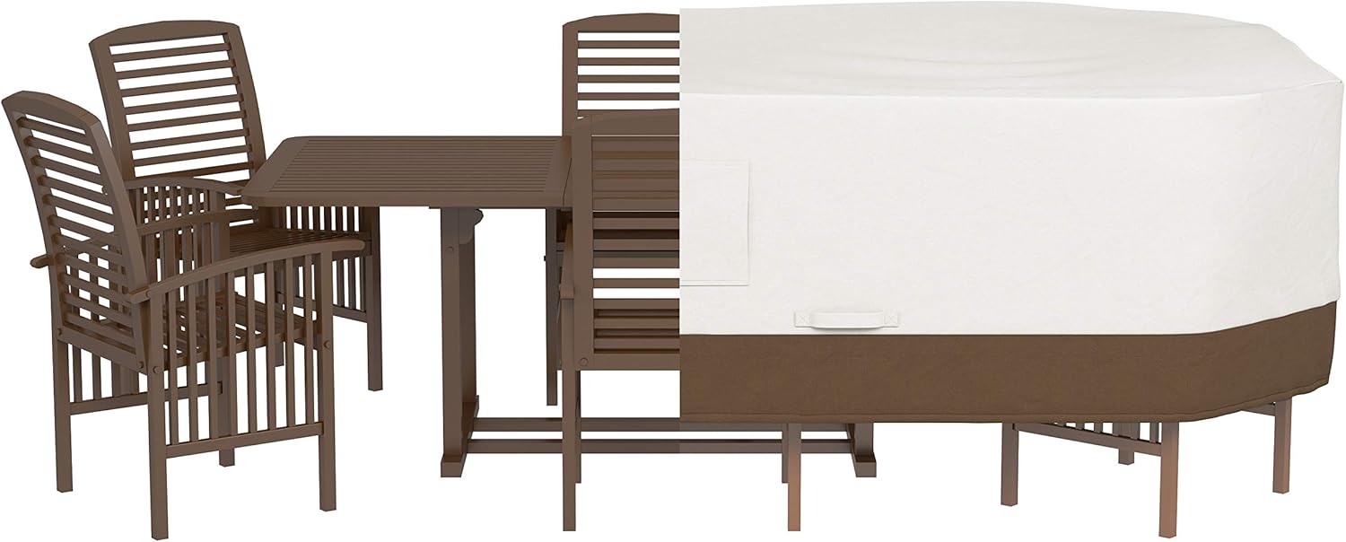 Basics Rectangular / Oval Table and Chair Set Outdoor Patio Furniture Cover, Large : Garden & Outdoor