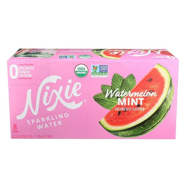 NIXIE ORGANIC WATERMELON MINT SPARKLING WATER 8 PACK,...