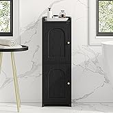 Hzuaneri Bathroom Storage Cabinet, Small Corner Floor Cabinet with 2 Doors and Adjustable Shelf, Narrow Toilet Paper Cabinets, Bathroom Organizer for Small Spaces, 7.9" D x 9.8" W x 29.5" H Black