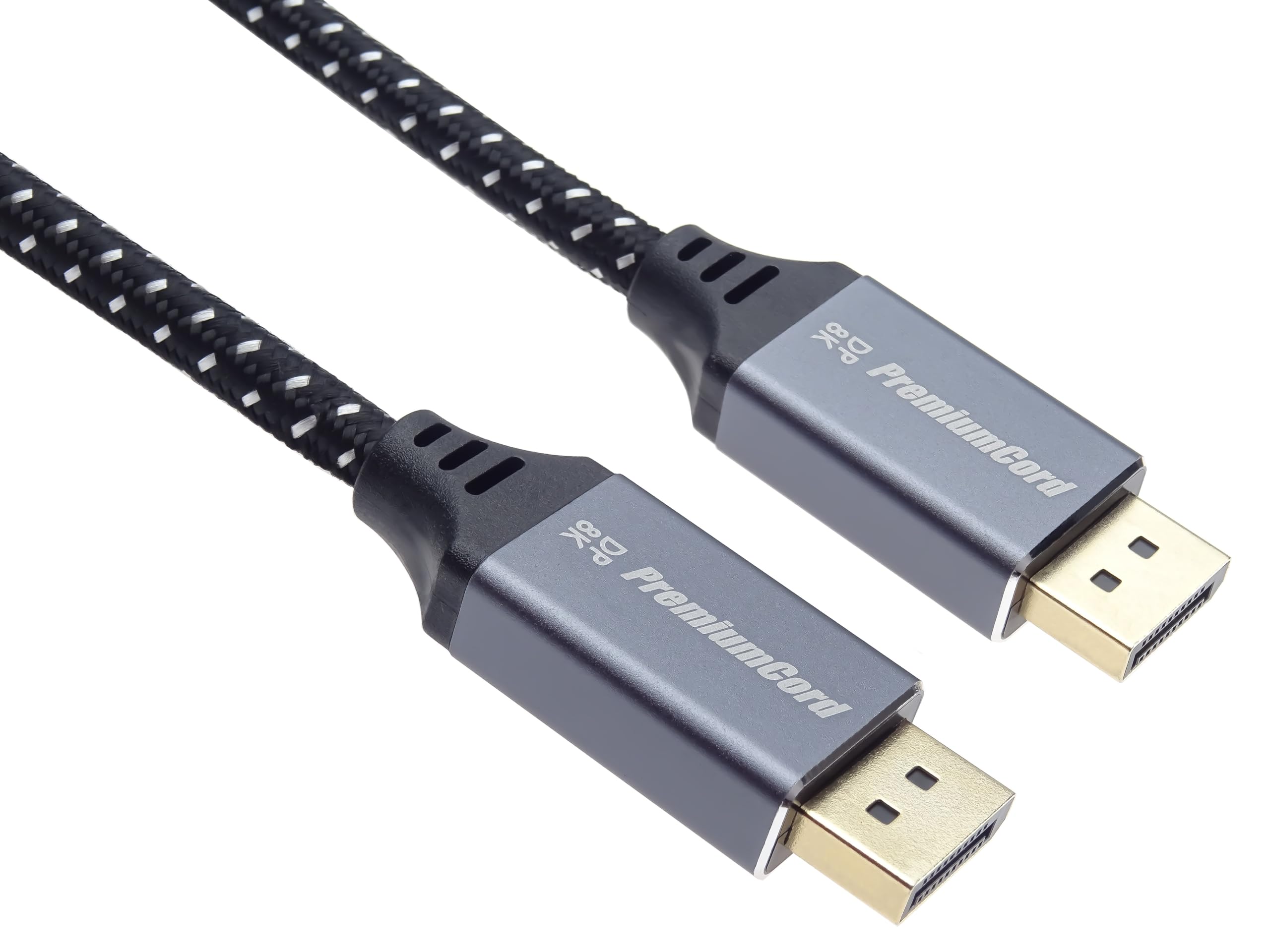 PremiumCord 8K DisplayPort 1.4 Cable M/M 1 m, DisplayPort to DisplayPort, 32.4 Gbps, Video 8K@60Hz, 4K@120Hz 2160p, HDCP 2.2, Gold-Plated Connectors, Textile Cable Braid