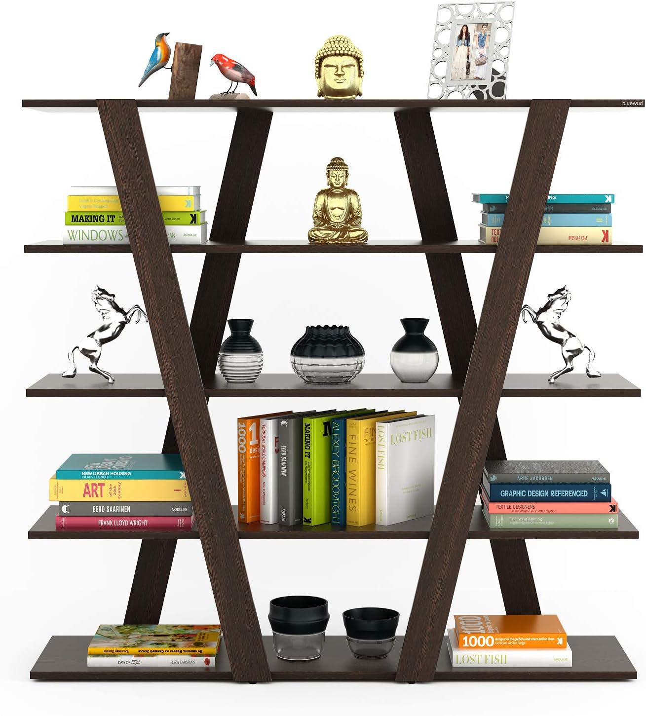 Bluewud Smiller Book Shelf/Home Decor Rack/Display Cabinet Unit (Wenge)