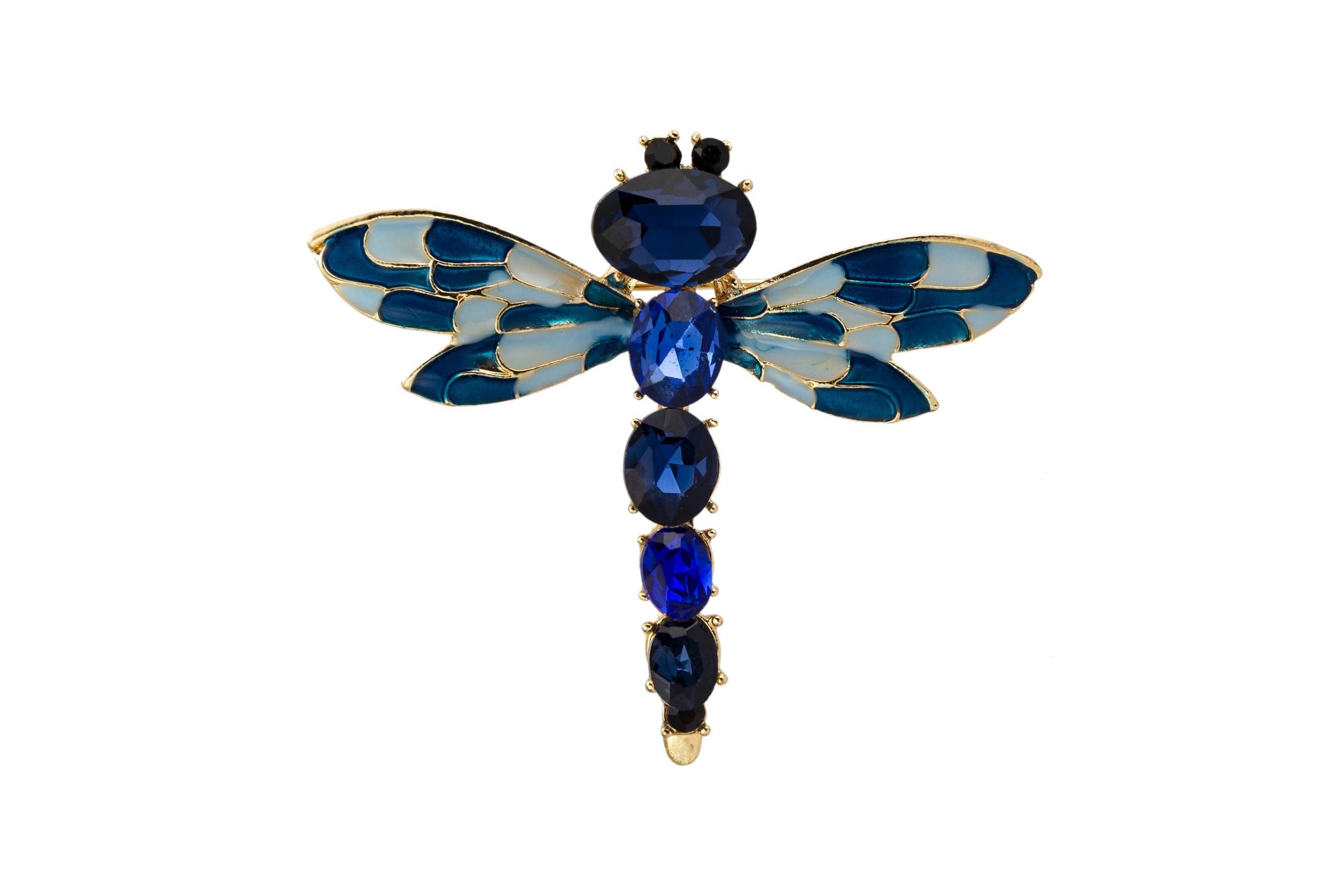 Brooch Lapel Pin for Men Black Eye with Royal Blue Stone Dragonfly Badge Coat Suit Wedding Gift Party Shirt Collar Accessories
