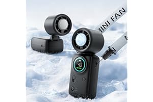 Karcusiny Portable Handheld Cooling Fan, Powerful Turbo Fan with Semiconductor Cooling, 6000mAh Rechargeable, 100-Speed Quiet