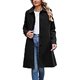 UANEO Womens Peacoat Faux Wool Blend Single Breasted Long Trench Coat Dress Overcoat Winter with Pockets