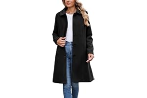 UANEO Womens Peacoat Faux Wool Blend Single Breasted Long Trench Coat Dress Overcoat Winter with Pockets