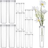 BrightRow 100 Pcs Flower Water Tubes with Caps Clear Plastic Flower Vials | 4 Size, Flower Water Tubes for Single Stem Rose, Buds, Bouquets, Floral Picks Arrangement Preserving, Centerpieces Decoration
