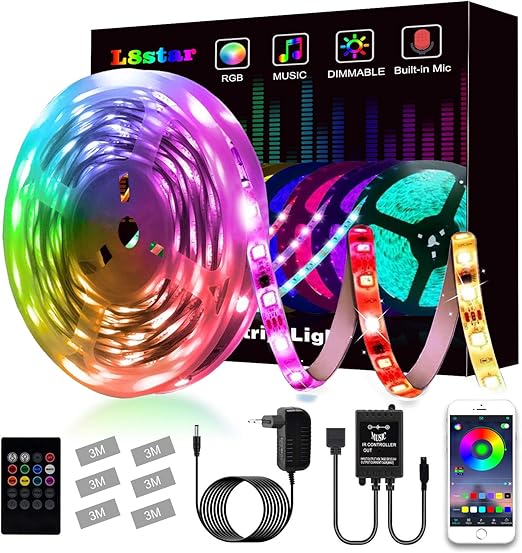 tiras led l8star tiras de luces led smart 5050 control app luces led habitacion con controlador bluetooth sincronizar con musica solicitar tv