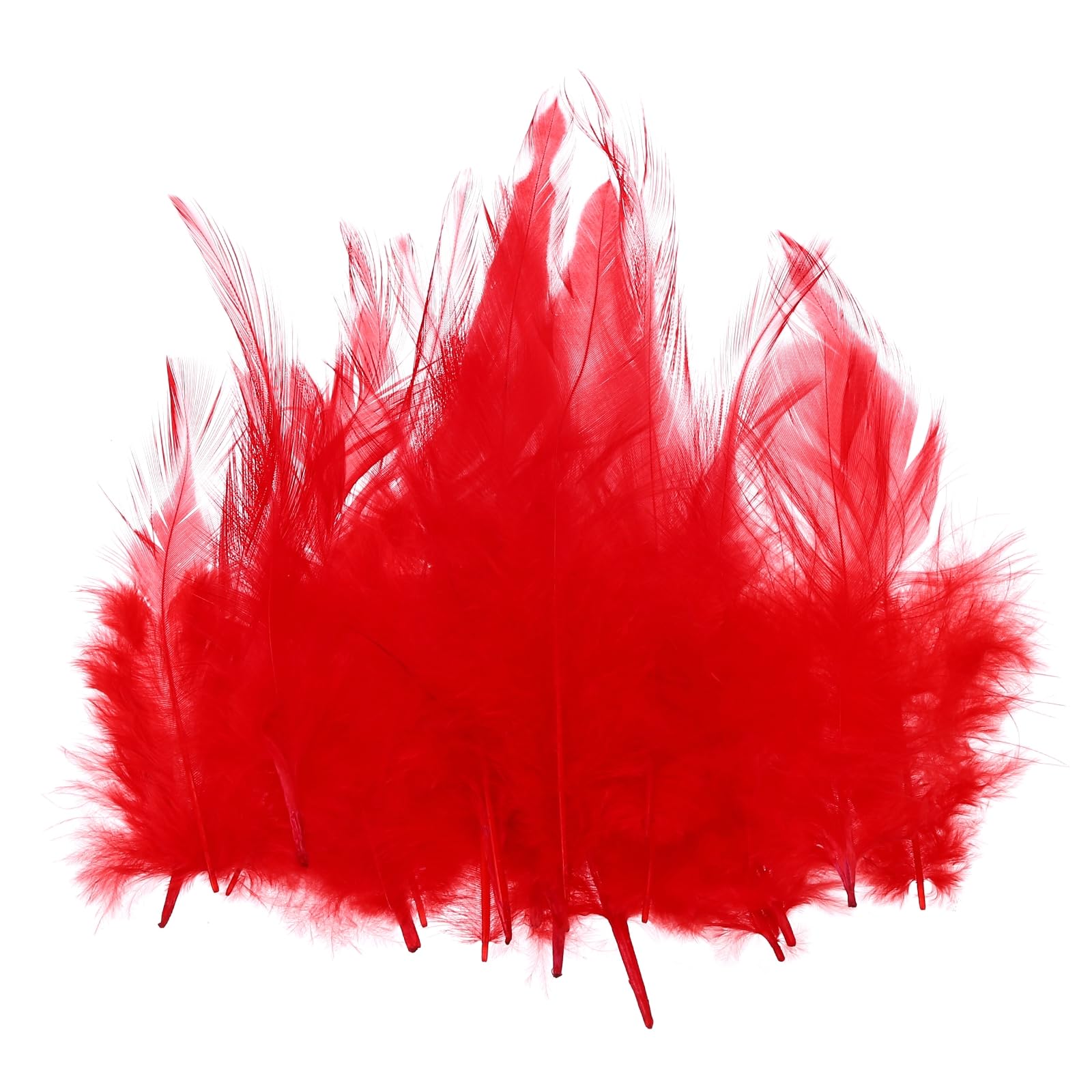 PATIKIL 3-5 Inch Rooster Feathers, 100 Pack Bulk Natural Feathers for Crafts Colorful Fluffy Craft Feathers for Dream Catcher Handwork Clothing Costumes Wedding, Red