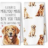 ArtisaEura Golden Retriever Kitchen Towels Set of 2, Golden Retriever Gifts for Lovers Women Men Dish Tea Towels for Kitchen Decor, Dog Mom Lovers Owners Gifts Hand Towels, 16x24 Inches